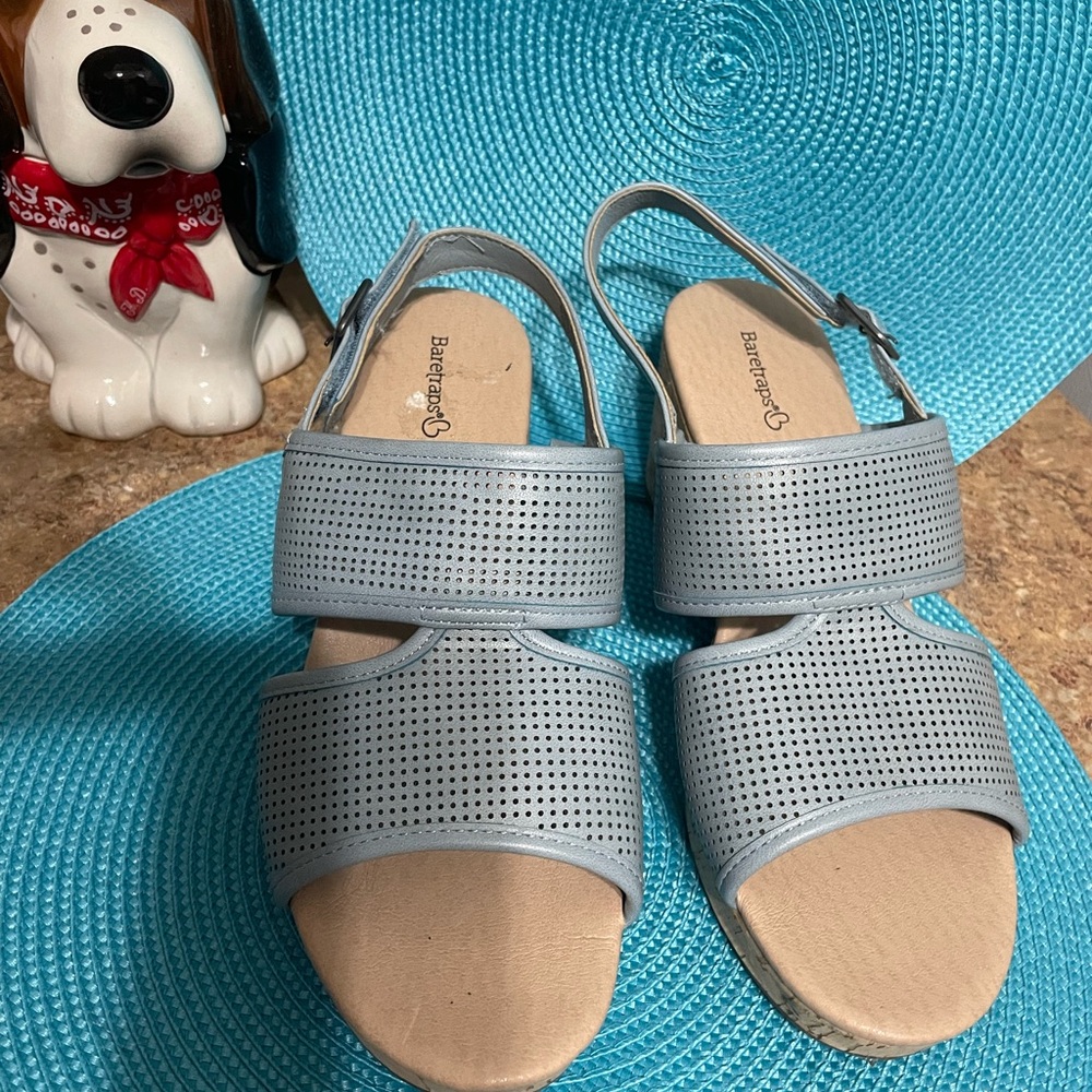 Blue Perforated Sandals